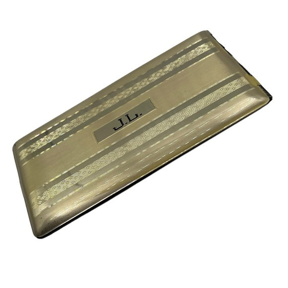 Art Deco Sterling Silver Elgin American USA Monogram Cigarette Tobacco Case 137g - Picture 3 of 9